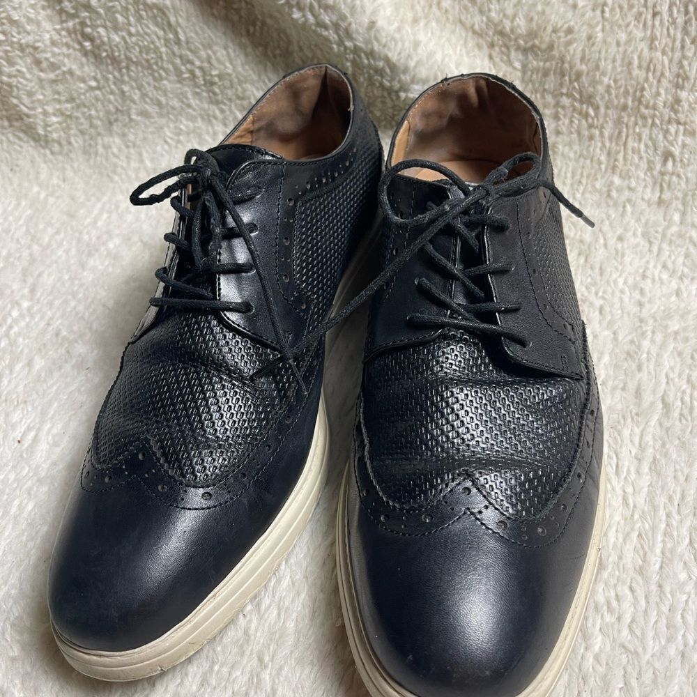 La Milano Palmer Men’s lace up leather wingtip black Oxford shoesSZ12